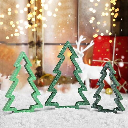 زينة طاولة عيد الميلاد في الداخل، ديكورات صينية عيد الميلاد الخشبية اللامعة، علامات كتلة شجرة عيد الميلاد قطعة مركزية على سطح الطاولة لرأس السنة الجديدة وعطلات الشتاء وديكورات حفلات المنزل (مجموعة من 6) in Kuwait