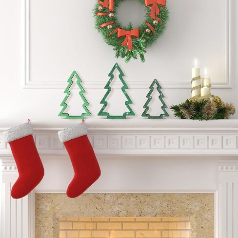 زينة طاولة عيد الميلاد في الداخل، ديكورات صينية عيد الميلاد الخشبية اللامعة، علامات كتلة شجرة عيد الميلاد قطعة مركزية على سطح الطاولة لرأس السنة الجديدة وعطلات الشتاء وديكورات حفلات المنزل (مجموعة من 6) in Kuwait