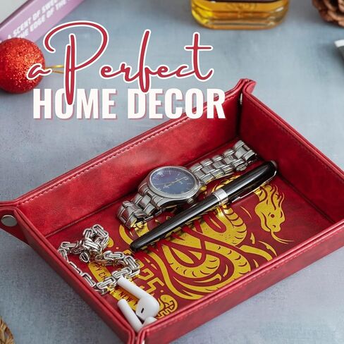INNObeta Chinese New Year Gifts Valet Tray, Year of Snake, Desktop Storage Organizer PU Leather Bedside Tray Key Coin Holder for New Year in Saudi Arabia