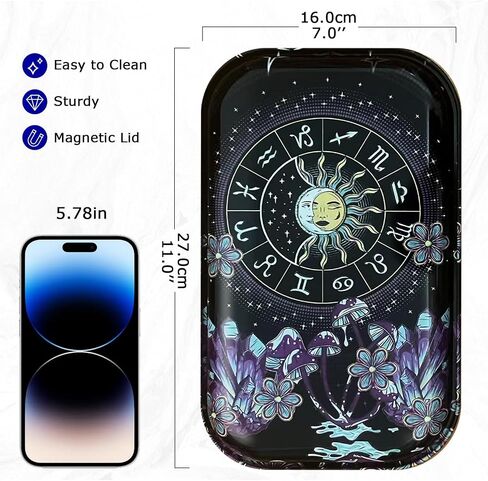 Metal Tray Black Tray Large Cute Decorative Tray for Home Decor, Coffee Table, Tea, Snacks, Gifts - 11" x 7" (Black) in Saudi Arabia