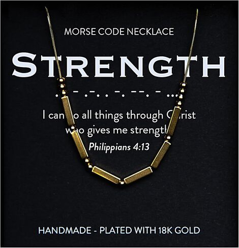 Christian Morse Code Necklace for Her | 18K Gold Plated Chunky Morse Code Necklace for Women | Women’s Religious Minimalist Gold Beaded Necklace with Inspirational Bible Verse for Encouragement in Kuwait