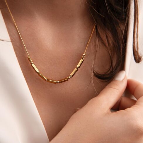 Christian Morse Code Necklace for Her | 18K Gold Plated Chunky Morse Code Necklace for Women | Women’s Religious Minimalist Gold Beaded Necklace with Inspirational Bible Verse for Encouragement in Kuwait