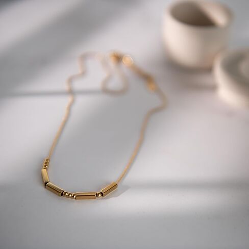 Christian Morse Code Necklace for Her | 18K Gold Plated Chunky Morse Code Necklace for Women | Women’s Religious Minimalist Gold Beaded Necklace with Inspirational Bible Verse for Encouragement in Kuwait