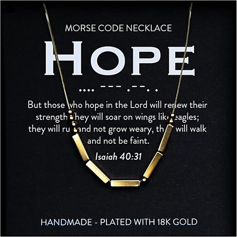 Christian Morse Code Necklace for Her | 18K Gold Plated Chunky Morse Code Necklace for Women | Women’s Religious Minimalist Gold Beaded Necklace with Inspirational Bible Verse for Encouragement in Kuwait