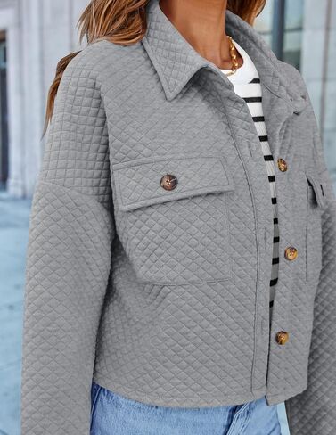 ZESICA Women's Fall Casual Shacket Jackets Long Sleeve Button Down Lightweight Cropped Shirt Outerwear Coat with Pockets in Saudi Arabia