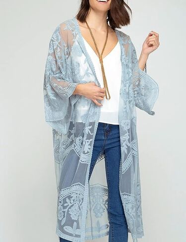 Bsubseach Women Mesh Lace Beach Kimono Cardigan Open Front Swimsuit Cover Ups Swimwear in Saudi Arabia