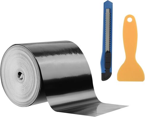 طقم تغليف السيارة باللون الأسود الساتان مع أداة التثبيت، غلاف فينيل للسيارة قابل للقص بطول 1.97 بوصة × 30 قدم لتزيين السيارات، سهل التطبيق وخالي من البقايا، غلاف سيارة من الفينيل يناسب السيارات وسيارات الدفع الرباعي والشاحنات in Kuwait