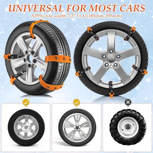 30 قطعة من سلاسل الثلج من Zhengmy لسلاسل إطارات السيارات المضادة للانزلاق في حالات الطوارئ وسلاسل أمان القيادة الشتوية مناسبة للسيارات والشاحنات والبيك اب وسيارات الدفع الرباعي مع عرض الإطار 7.3 بوصة - 11.7 بوصة (185 مم - 295 مم) in Kuwait