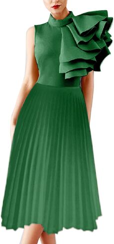 Women's Elegant Formal Bodycon Ruffle Sleeveless Maxi Dress Pleated Hem Prom Gown Evening Party Pencil Dress in Saudi Arabia