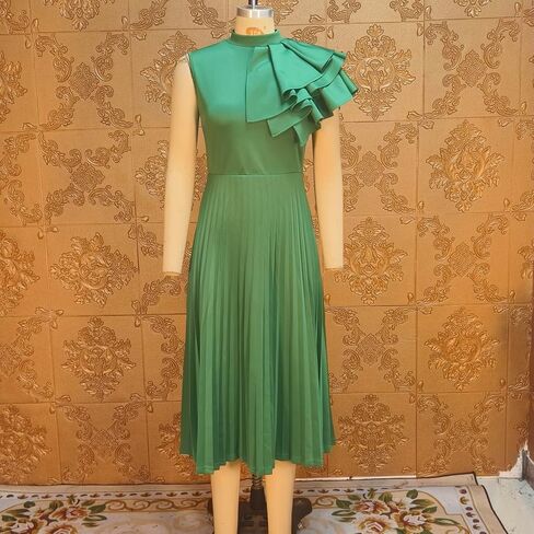 Women's Elegant Formal Bodycon Ruffle Sleeveless Maxi Dress Pleated Hem Prom Gown Evening Party Pencil Dress in Saudi Arabia