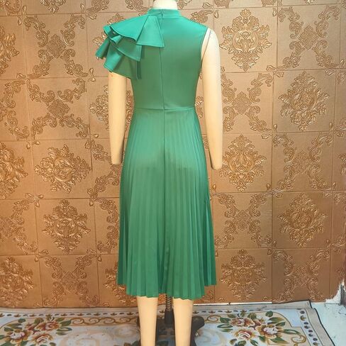 Women's Elegant Formal Bodycon Ruffle Sleeveless Maxi Dress Pleated Hem Prom Gown Evening Party Pencil Dress in Saudi Arabia
