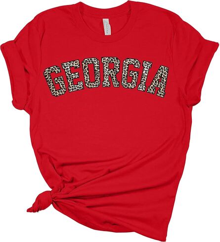 Womens Georgia Football Leopard Print Georgia Unisex Fit Short Sleeve T-Shirt in Kuwait