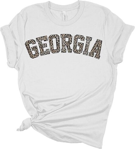 Womens Georgia Football Leopard Print Georgia Unisex Fit Short Sleeve T-Shirt in Kuwait