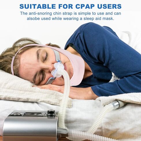 حزام ذقن مضاد للشخير لمستخدمي CPAP، حزام ذقن مزدوج و60 قطعة لإبقاء الفم مغلقًا للمساعدة في النوم للنساء، جهاز مضاد للشخير قابل للتعديل وجيد التهوية، وردي in Saudi Arabia