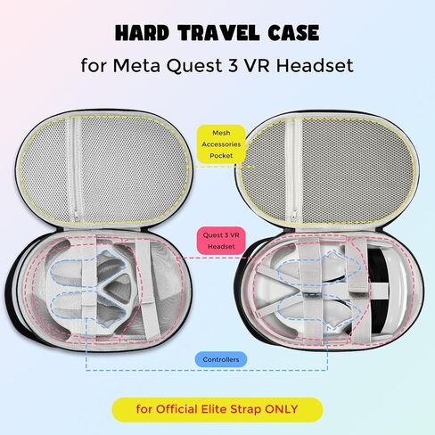 حقيبة حمل ProCase لسماعات الرأس Meta Quest 3 VR ووحدة التحكم في الألعاب، حقيبة تخزين مقاومة للصدمات لحزام Oculus Quest 3 Elite والبطارية وغيرها من الملحقات مع مقبض وغطاء عدسة - رمادي in Saudi Arabia
