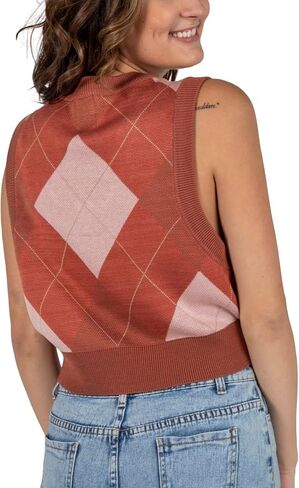 Harry Potter Embroidered Gold Hogwarts Crest Sleeves Diamond Plaid Women's Sweater Vest in Saudi Arabia