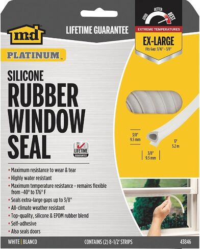 M-D Building Products 43846 All-Climate Thermalblend Weatherseal - شكل مموج، 17 قدم، أبيض in Kuwait