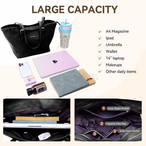 Large Leather Tote Bag Purse For Women, Handbags For Women Work, Hobo Bags 2024. in Saudi Arabia