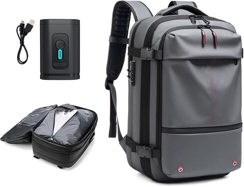 حقيبة ظهر Airback مع مضخة، حقيبة ظهر بتفريغ الهواء للسفر، حقيبة ظهر Airpack مع تعبئة ضغط الهواء (أسود) in Kuwait