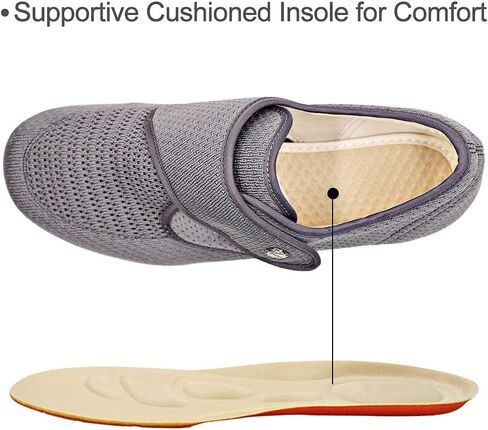 Women's Diabetic Elderly Shoes Mesh Breathable Walking Sneakers Lightweight Adjustable Easy On and Off Strap Summer Slippers for Swollen Feet in Kuwait