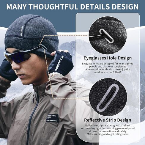 قبعة قبعة جمجمة شتوية من Naturehike للجنسين للبالغين، في سن المراهقة، قبعة دراجة مقاومة للرياح تحت خوذة الدراجة النارية، قبعة دورة دافئة مع غطاء للأذن، تناسب النظارات، لركوب الخيل/التزلج/الجري/التزلج in Kuwait