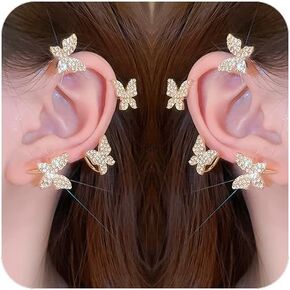 Butterfly Ear Cuff Earrings Sparkly Butterfly Ear Wrap Clip On Earrings Fairy Right Left Ear Cuffs Non Piercing in Kuwait