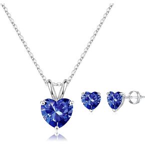 SMILEST December Birthstone Jewelry for Women, 925 Sterling Silver Tanzanite Heart Birthstone Pendant Earrings Set for Women, Valentines Christmas Thanksgiving Birthday Jewelry Gifts