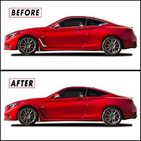 SlickMod Chrome Delete Blackout Vinyl Overlay for 2017-2021 Infiniti Q60 Coupe Window Trim (Full Side Kit, Gloss Black)