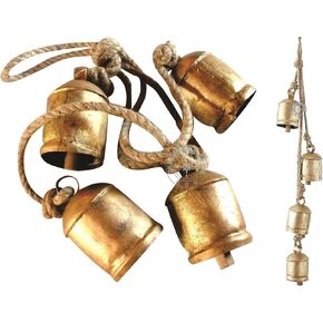 Set of 4 Shabby Chic Country Style Rustic Metal Hanging Giant Cow Bells Christmas Tree Decorations Bells
