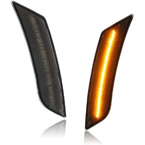 LED Side Marker Lights Smoked Lens Compatible with ATS 2013-2014/ XT5 2017-2024, Front Bumper White LED Sidemarker Lamp