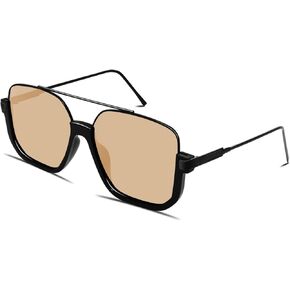 Retro Oversized Aviator Sunglasses for Women Men Square Semi-Rimless Sun Glasses 70s Trendy Shades Pilot-style