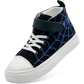 Kid Shoes Canvas Hight Top Spider Sneakers Classic Adjustable Strap Lace up Shoes for Boys Girls Casual Tennis Shoes Kids Athletic Basketball Running Walking Shoes