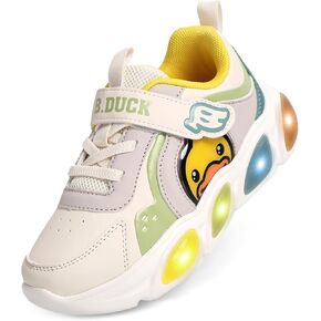 B.Duck Toddler Shoes for Girl and Boy Light Up Shoes [Comfortable & Playful] Kids Shoes with Led Toddler Running Shoes Toddler/Little Kid Sneakers Cute Cartoon Dinosaur Shoes Size 4-13