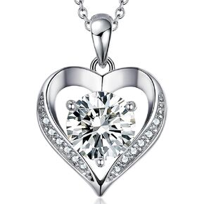 boya Heart Pendant Necklace Gifts for Wife, Engraved I LOVE YOU Necklace for women,1-3 carat Moissanite D Color (VVS1),Anniversary Eternity Jewelry Gift for Wife, Birthday Christmas Gifts for Women