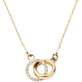 GELIN Diamond Interlocking Circle Necklace for Women | 14k Solid Gold Intertwined Circle Necklace | Double Circle Necklace in 14k Real Gold, 18"
