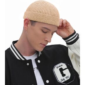 ROYBENS Swag Wool Short Fisherman Beanie for Men Women, Knit Cuff Trawler Beanie Watch Hat, Soft Spring Fall Skull Cap Unisex