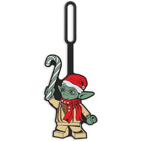 Lego Star Wars Silicone Luggage Tag - Holiday Yoda (52480) Writable Surface on Back for ID Identification, Measures 6.5 inches Long, for Travel, Suitcase, Backpack