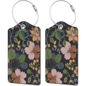 Luggage Tags for Suitcase, 2 Pack Suitcase Tags with 4 Stainless Steel Loop and Identifiers Privacy Cover ID Label for Women Men Travel Gifts (Pink Floral)