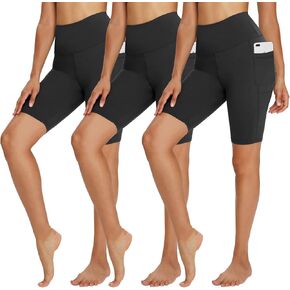 TNNZEET 3 Pack Biker Shorts Women - 5’’/ 8’’ High Waisted Tummy Control Spandex Workout Shorts for Gym Yoga Volleyball