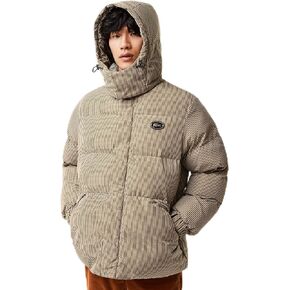Lacoste Men's Check Print Water-Repellent Twill Padded Jacket