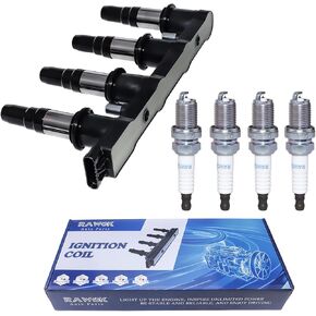 Ignition Coil Pack and 4 Iridium Spark Plugs Compatible with 2011-2015 Chevy Cruze 1.8L, 2016 Chevrolet Cruze Limited 1.8L, 2012-2017 Chevy Sonic 1.8L, Replace UF620 9091902247 C1646 4504 7092