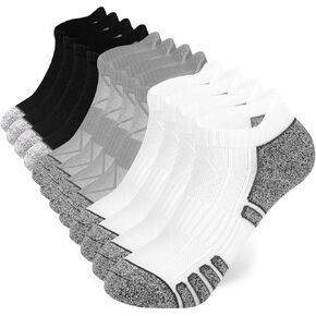 Mens Ankle Socks 6 Pairs Cotton Cushioned Running Socks Breathable Anti-Blister Low Cut Athletic Socks Grey 9-12(Multicolor,XL)