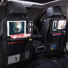 Car Back Seat Organizer, Foldable Rear Seat Storage Bag with Tablet Holder, for 2017-2018 Hyundai Elantra, Black, heiseB＋1
