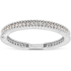 SAVEARTH DIAMONDS 1/4 cttw Round Cut Lab Created Moissanite Diamond Beaded Eternity Wedding Band Ring For Women In 14K Gold Over Sterling Silver (VVS1 Clarity, 0.25 Cttw)