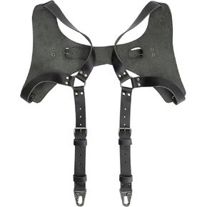 Hide & Groom، حمالات بأشرطة قابلة للتعديل للرجال، حزام زفاف، شديد التحمل، Steampunk، جلد محبب بالكامل، إكسسوارات مصنوعة يدويًا، بني بوربون