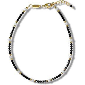 Morchic Adjustable Anklet for Women. Colorful Natural Gemstone Foot Chain Jewelry Summer Beach 2mm Tiny Beads 9.5"