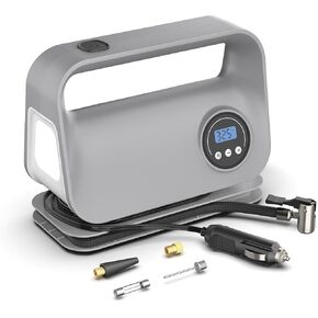Tire Inflator Portable Air Compressor, DC 12V Portable Tire Inflator for Car, Air Tire Pump with Digital Tire Pressure Gauge and LED Light, Portable Air Compressor for Car Tires, Motorcycle, Bike