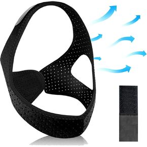 Anti Snoring Devices,Chin Strap for Sleeping,Breathable Snoring Solution,Adjustable Stop Snoring CPAP Chin Strap for Men and Women,Comfortable Sleeping - Black