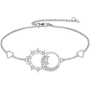 Double Circle Sun Moon Bracelet 925 Sterling Silver Two Interlocking Infinity Double Circles Sister Mother Daughter Friendship Bracelet