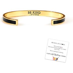 LIU JUN Be Kind of A Bitch Color Bangle, Ispirational Friendship Bracelet for Women, Stackable Stainless Cuff Bangle, Friendship Bracelet, Jewelry Gifts for Women